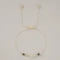 Handgemaakte verstelbare kralenarmband met witte kristallen en gouden kralen voor dames. - Boogschutter(B-B24101701F)