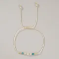 Handgemaakte verstelbare gevlochten koord armband met witte kristal en blauwe edelsteen kralen. - Tweelingen(B-B24101701I)