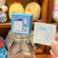 Sello cuadrado fotosensible azul bonito, patrón de diario diario para amantes de la papelería. - Registro de Lectura