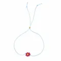 Verstelbare lichtblauwe gevlochten armband met schattige roze en gele bloemkralen. - Lichtblauw met Roze en Gele Bloem Stijl (GZ-B25010901G)