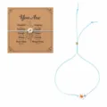 Vrouwen blauw gevlochten koord madeliefje armband met verstelbare kraal en inspiratiekaart. - Lichtblauw met Witte Bloem en Kaart (GZ-B25010901H-P)