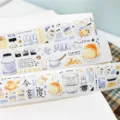 Leuke Washi PET Tape Rollen Ontbijt Konijn Melk Ontwerp Decoratieve Kantoorartikelen - Washi Stans / Hele Rol 5.1m / Melktijd