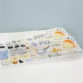 Leuke ontbijt thema PET washi tape rol voor journaling scrapbooking decoratie en knutselen. - Dubbel Transparante Flash Folie / Hele Rol 5.1m / Melktijd