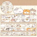 Cute cat washi sticker roll set, writable memo tape for journal decoration and cute stationery. - Writable 35cm Washi Tape Sample