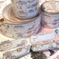 Cute cartoon cat washi tape roll decorative stationery writable sticker memo handbook supply. - Writable 5m Washi Tape Roll