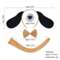 Kids Halloween dog costume set with headband, bow tie, nose and tail for party fun. - Khaki Pug 4-Piece Set