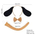 Halloween party cute puppy ear headband bow tie tail costume set for kids play dress up - Khaki Pug 3-Piece Set