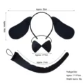 Black dog ears headband, bow tie and tail costume set for halloween party supplies - All Black Pug 3-Piece Set