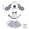 Kids Dalmatian costume set with tutu skirt, headband, bow tie, tail and nose for party. - Spotted Dog Ears 4pcs Set + White Polka Dot Tutu Skirt