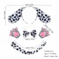 Dalmatian costume set including headband, bow tie, paws and tail for party dressing. - Spotted Dog 3-Piece Set and Gloves