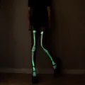 Glow in dark skeleton tights for women, black Halloween party pantyhose with luminous bones. - One Size / Black