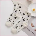 Japanese cute thickened coral fleece warm mid-tube socks with cute cow pattern for women. - One Size / Little Cow (3 Pairs)