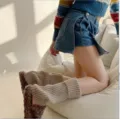 Knit leg warmers for women japanese style lolita cute winter socks footwear knitwear - Striped Coffee