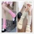 Strick Stulpen rosa weiss jk lolita stil weich gerafft beinwarmer damen mode neu - Gestreift (Weiß + Rosa)