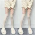 Weisse falsche Overknee Strumpfhose mit Kreuzriemen und süßer Schleife, feine Frühlingsstrumpfhose. - Einheitsgröße / 2er Pack / Weiß