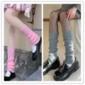 Strick Beinlinge Damen Mädchen Lolita Stil Süße JK Socken Stulpen Stiefel Bündchen Frühl - Gestreift (Rosa + Grau)