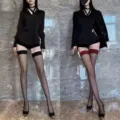 Sexy dijgrote kousen voor dames, zwarte transparante overknee lange sokken met stijlvolle outfit. - 2 Paren/Verpakking / Zwart (Rode en Zwarte Rand)