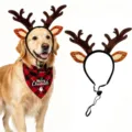 Kerst huisdier rendier gewei hoofdband en rood geruite bandana set voor honden feestje kleding. - Gevlekt Gewei