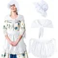 Ensemble de costume de servante en dentelle blanche avec bonnet et tablier pour fête. - Ensemble trois pièces