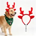 Kerst huisdier rendier gewei haarband en geruite bandana set voor honden feest verkleed. - Kleine Rode Hoorns