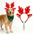 Kerst hond rendier gewei haarband en groene ruitjes bandana huisdier kostuum voor feest - Rode Patch Decoratie