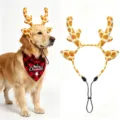 Kerstfeest huisdier kostuum met rendier gewei haarband en rode geruite bandana voor honden. - Kleine Gevlekte Hoorns