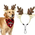 Kerst huisdier rendier gewei haarband en hond bandana kostuum set voor vakantie feest. - Bruine patch
