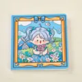 Carnet carré mignon fille anime journal à grille pour étudiants design rétro papeterie - Défaut / Bleu