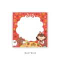 Blocco note adesivo carino con design di orsetto e ragazza, 6x6 cm per promemoria quotidiani. - Fragola Rossa