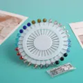 Bunte Kristall Hijab Nadeln Set dekorative Stecknadeln mit Metallkappen für ethnische Schals - Runder Bohrstil Mit Pin-Stopper