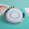 Bunte Kristall Traenenform Hijab Nadeln Brosche Set runde Display Halter Mode Zubehoer - Langer Bohrstil