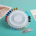 Buntes Kristall Hijab Nadeln Set mit rundem Display Rad für ethnische Schal Dekoration. - Langer Bohrstil Mit Pin-Stopper