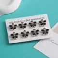Bloem vorm hijab magneet set, elegante zwarte emaille metalen broche voor damessjaals - Bloemstijl 2