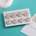 Bloem Hijab Magneten 8 Stuks Set Geen-Haak Sjaal Spelden Wit Emaille Strass Moslim Broche - Bloemstijl 4
