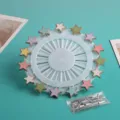 Colorful resin star brooch pins set with display wheel and metal clasps for clothing DIY - Oil Dropping Pentagon + Pin Stopper (15 Pins/1 Set)