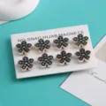 Set van bloemvormige hijab magneten, elegante zwarte strass hoofddoek clips voor dames - Bloemstijl 5