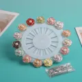 Multicolor resin flower brooch with pearl, long lapel pins for clothing apparel decoration - Pearl Flower + Pin Stopper (15 Pins/1 Set)