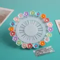 Colorful resin flower brooch pin set, cute floral scarf pin decorative accessories for clothes. - Small Daisy + Pin Stopper (20 Pins/1 Set)