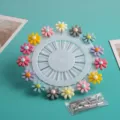 Colorful resin flower brooch pins set, decorative long hat pins for clothing apparel accessories - Eight-Petal Flower + Pin Stopper (15 Pins/1 Set)