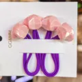 Pink faceted star hair ties with purple elastic bands, cute cartoon hair accessories for girls. - Pink