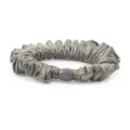Silk satin hair scrunchie with bead detail, elegant elastic hair tie for women ponytail styling. - Gray Green