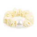 Elegant honeycomb silk pearl scrunchie high elasticity hair tie for ponytail hair accessory - Beige