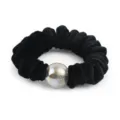Black velvet hair scrunchie with glitter bead elegant pony tail holder daily hair accessories - Black