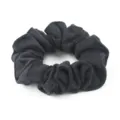 Premium dark grey wool scrunchie for women, elegant hair tie and stylish ponytail accessory. - Dark Gray