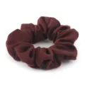 Dark red wool scrunchie detail view, soft autumn winter hair accessory for women ponytail styling. - Dark Red