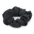 Classic black wool scrunchie for women, elegant minimalist hair accessory for daily ponytails. - Dark Gray