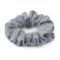 Grey wool scrunchie for women, elegant hair tie and ponytail accessory for autumn and winter. - Light Gray