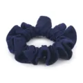 Navy blue honeycomb ice silk hair scrunchie, highly elastic fabric hair tie for styling. - Navy Blue