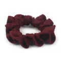 Dark red honeycomb ice silk hair scrunchie, soft pleated high elastic hair tie for daily styling. - Dark Red