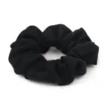 Coletero de lana negra accesorio de pelo simple y elegante para coleta de mujer. - Negro